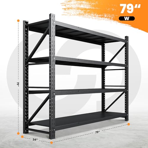 Heavy Duty Garage Shelving 4-Tier Steel Storage Rack, 7000LBS, Black V2195