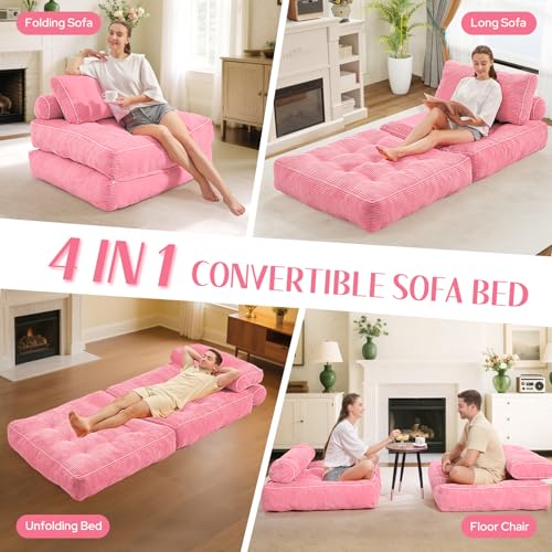 HABUTWAY Folding Sofa Bed Convertible Sleeper Chair with Dual-Pillow, Black D26880