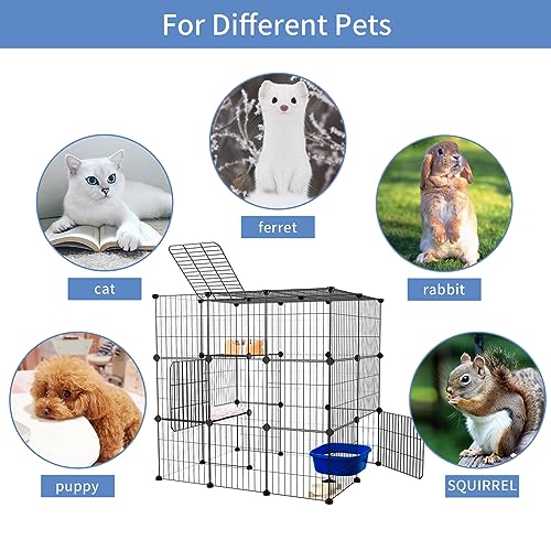 3-Tier Cat Cage Indoor Enclosure DIY Catio Detachable Metal Wire Kennel Large N50131