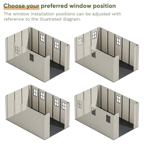 Patiowell 8 x 12 FT Plastic Outdoor Storage Shed with Floor, Window and Lockable Door F41822