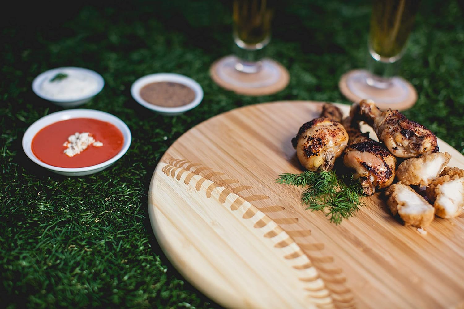 TOSCANA Picnic Time Home Run Baseball Cheese Board Bamboo C331200