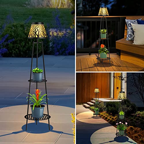 2 Pack Solar Lights Outdoor with Plant Stands - Metal Tripod Patio Decor M835880