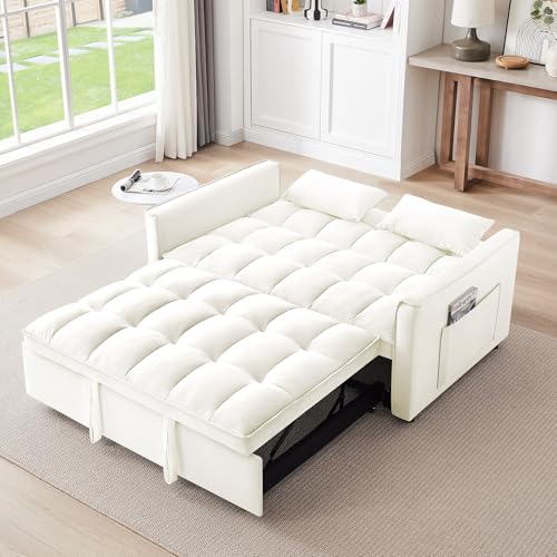 3 in 1 Convertible Sleeper Sofa Bed Futon with Adjustable Backrest, Velvet, Black Q74350