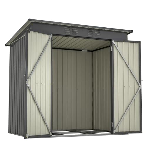 Outdoor Storage Shed 6x4 Ft, Heavy-Duty Resin Tool Shed with Lockable Doors Z7258
