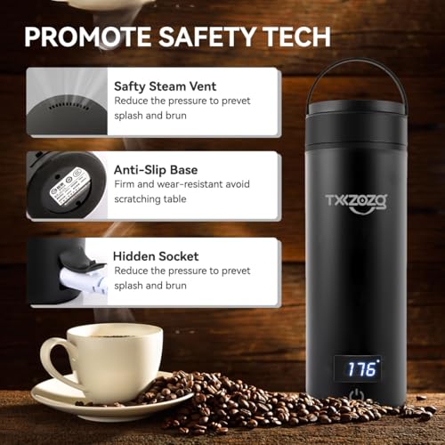 Travel Electric Kettle, Portable Mini Water Boiler, 304 Stainless Steel, White U634
