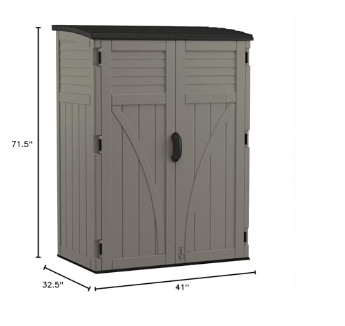 Suncast 54 Cubic Ft. Vertical Resin Outdoor Storage Shed with Lockable Double Doors C761295