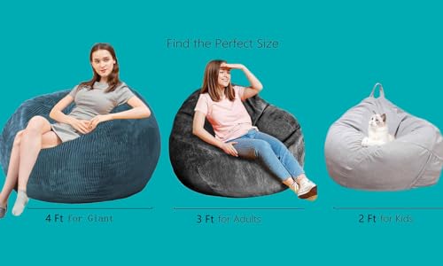 Faux Fur Bean Bag Chair for Adults with Filling, Blue J1419