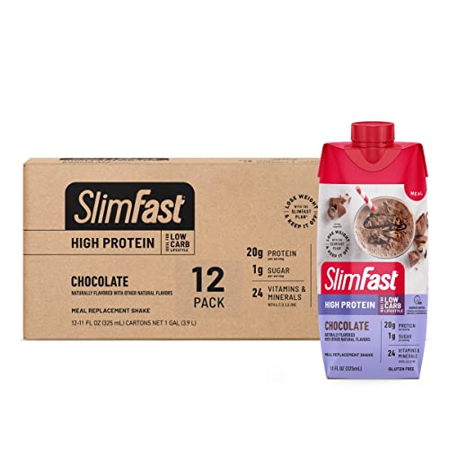 SlimFast Protein Shake, Chocolate, 20g Protein, Meal Replacement, 12 Count R712103