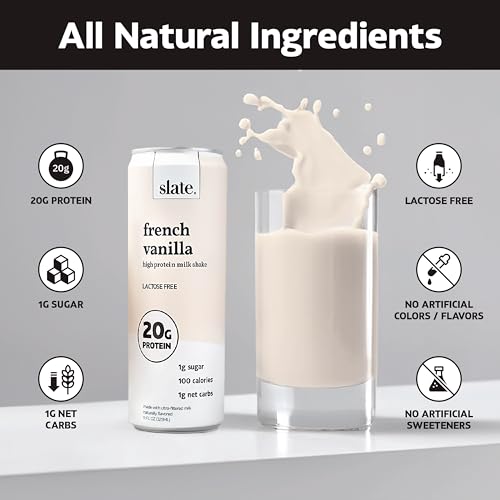 Slate Milk High Protein Dark Chocolate Shake, Lactose Free, 11 fl oz, 12 Cans C31569