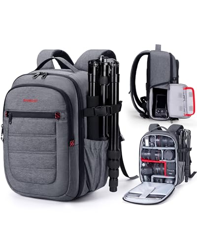 BAGSMART Camera Backpack, Expandable DSLR SLR Camera Bags for Photographers, Photography Travel Backpack with 15.6" Laptop Compartment, Rain Cover & Tripod Holder, Black