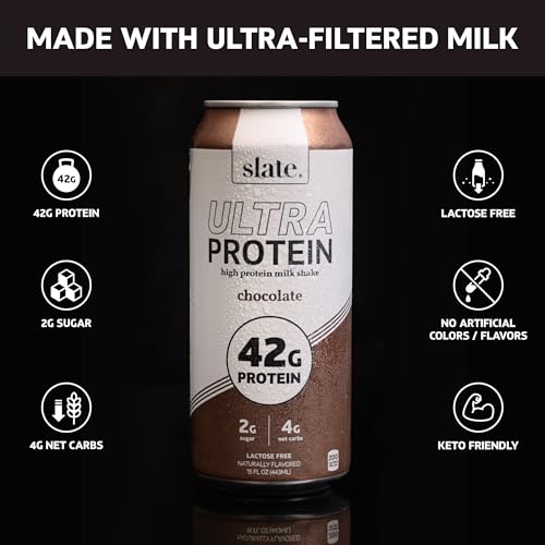 Slate Milk Ultra High Protein Shake Chocolate 15 fl oz 12 Cans O164
