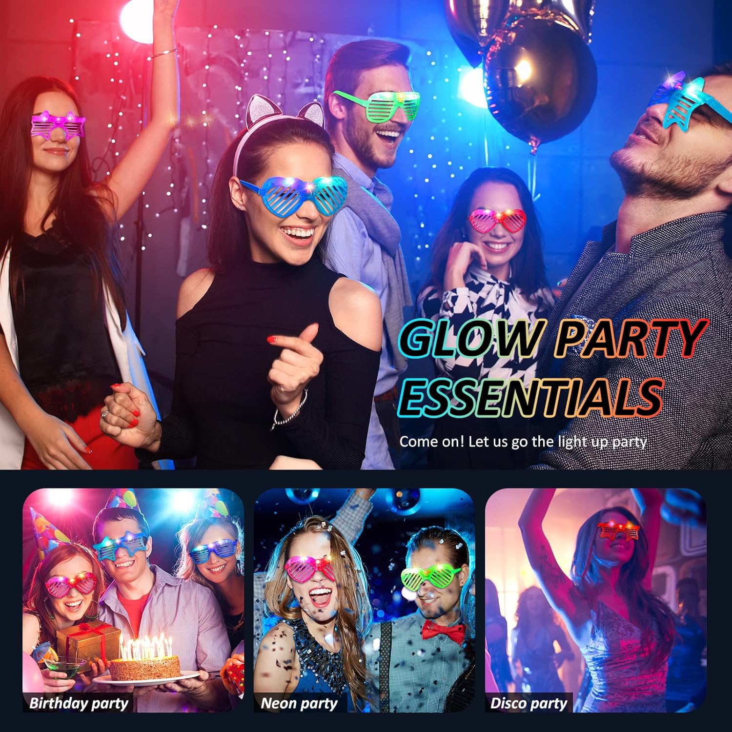 Maitys 12 Pcs LED Glow Glasses for Adult Party Supplies Y41266