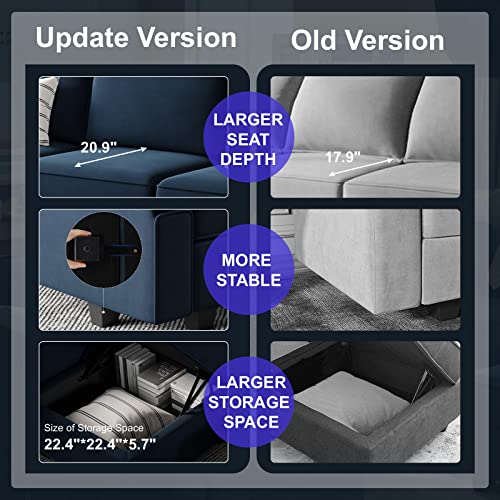 Belffin Modular Velvet Sectional Sofa with Chaise Lounge and Storage, Grey T418154