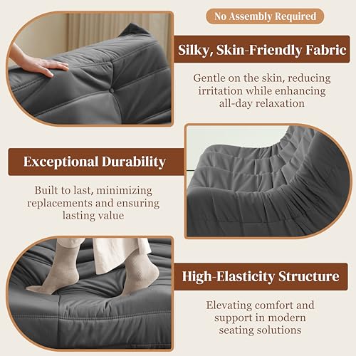 Bean Bag Chair for Adults Suede Microfiber Fireside Floor Chair 3-Seater Beige F151744
