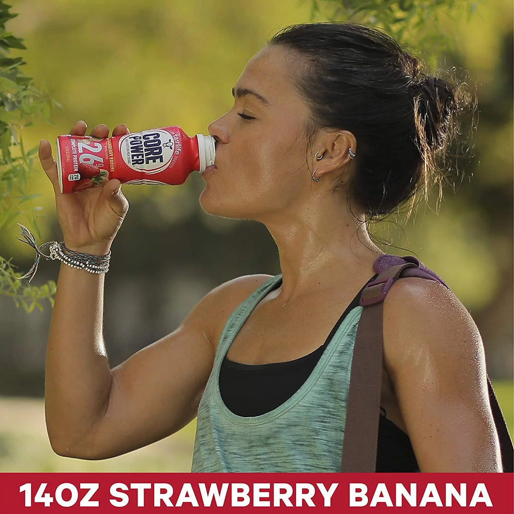 Core Power Fairlife High Protein Milk Shake, Strawberry Banana, 14 Fl Oz (Pack of 12) W8694