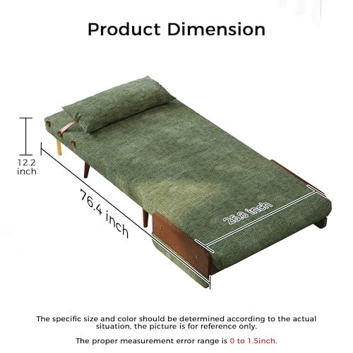Convertible Chair Bed Sleeper for Adults with Wooden Arms, Linen G638