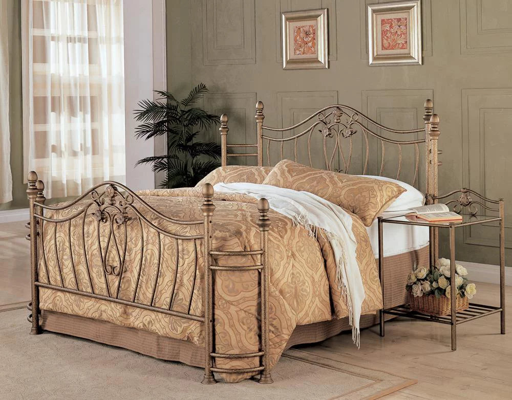 Coaster Sydney Queen Bed Antique Brushed Gold-Finish C1424