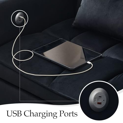 Modern 3 in 1 Convertible Sleeper Sofa Couch Bed with USB, Light Grey M684