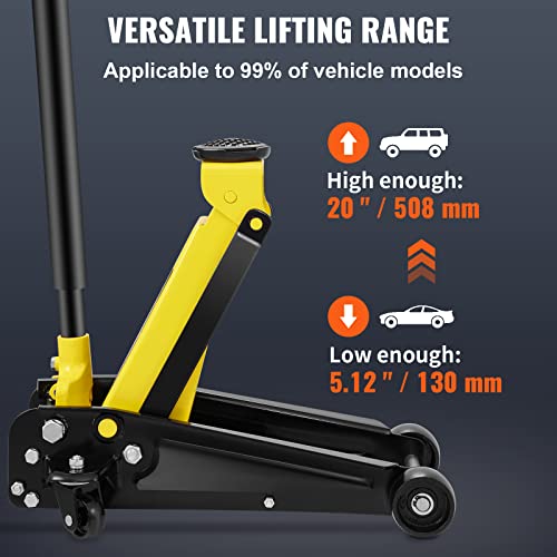 VEVOR 3 Ton Low Profile Floor Jack for All Terrain Vehicles, Heavy-Duty Steel Racing Jack D468548