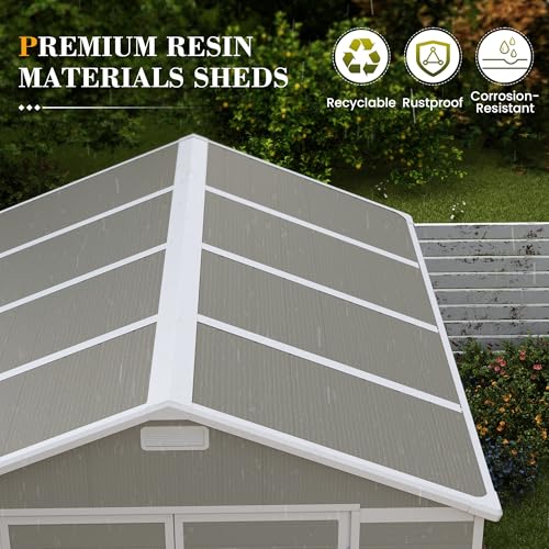 UDPATIO Outdoor Storage Shed 6x6 FT Resin Garden Shed with Lockable Door D90316
