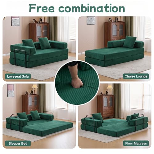 Convertible Floor Sofa Bed with Pillow Back and Armrest, Chenille, Dark Gray N4509