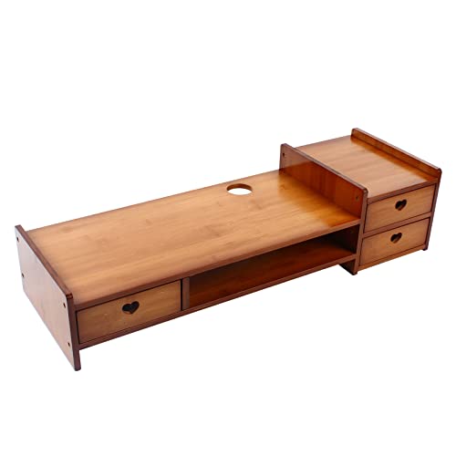 Monitor Stand with Storage Drawer for Laptop and Computer, Wood Color A991