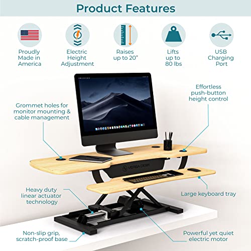 VERSADESK PowerPro™ 36 Inch Electric Standing Desk Converter, Black H627