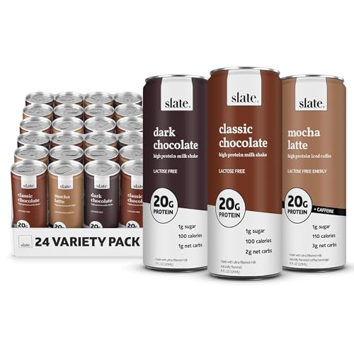 Slate Milk High Protein Dark Chocolate Shake, Lactose Free, 11 fl oz, 12 Cans C31569