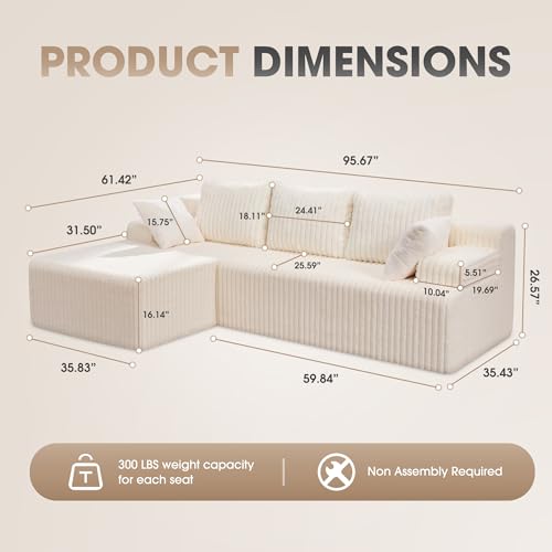 Modular Sectional Sofa L-Shape Couch with Oversized Chaise, Grey Stripe I49459