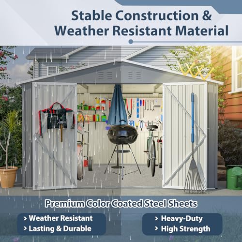 Outdoor Storage Shed 6x4 Ft, Heavy-Duty Resin Tool Shed with Lockable Doors Z7258