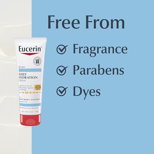 Eucerin Daily Hydration SPF 30 Sunscreen Body Cream for Dry Skin, 8 oz Tube (Pack of 2) C902