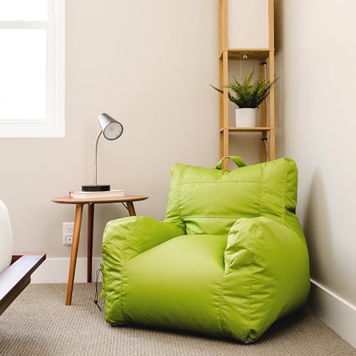 Big Joe Dorm Bean Bag Chair with Drink Holder, Black Smartmax, 3 ft Q1693