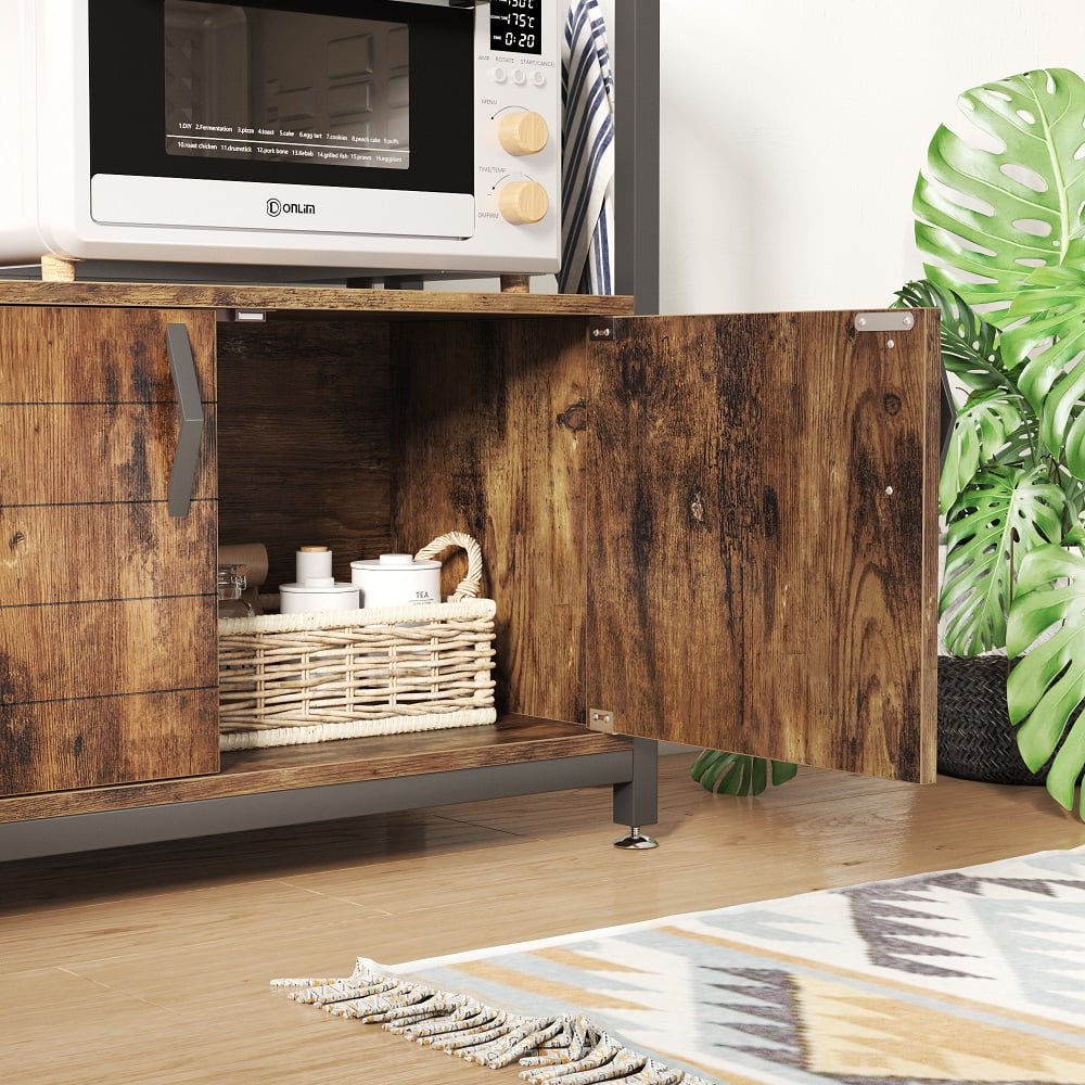 Bestier 3-Tier Baker's Rack with Cabinet, Kitchen Storage Shelves, Coffee Bar Y78034