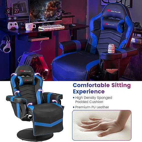 Goplus Massage Gaming Chair, Racing Recliner with Footrest, PU Leather N121