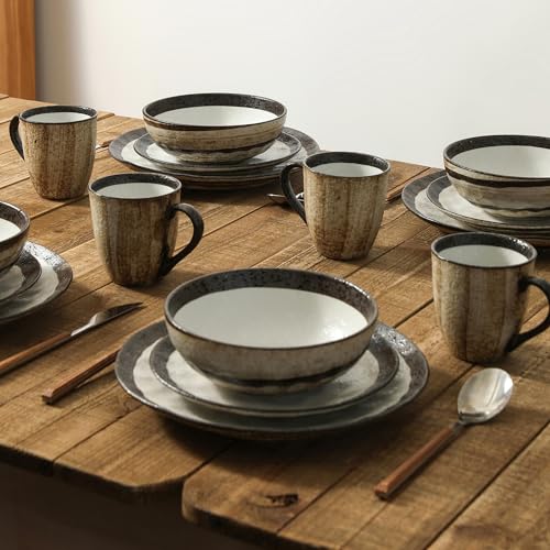 Stone Lain Lucy Porcelain 16-Piece Dinnerware Set, Beige T88818