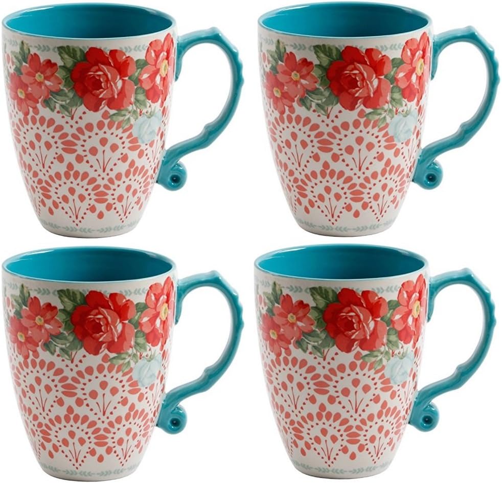 The Pioneer Woman Vintage Floral 26-Ounce Jumbo Latte Mug Set, Set of 4