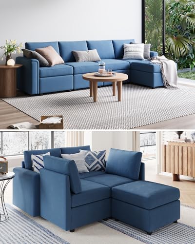 LINSY HOME Modular U Shaped Sectional Sofa with Storage, Blue M8981
