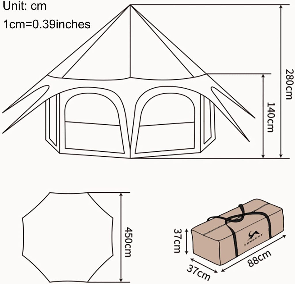 Outdoor Waterproof Cotton Canvas Bell Tent 4 Season for 8-10 Person Camping with Stove Jack Beige A426564
