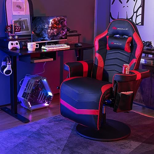 Goplus Massage Gaming Chair, Racing Recliner with Footrest, PU Leather N121
