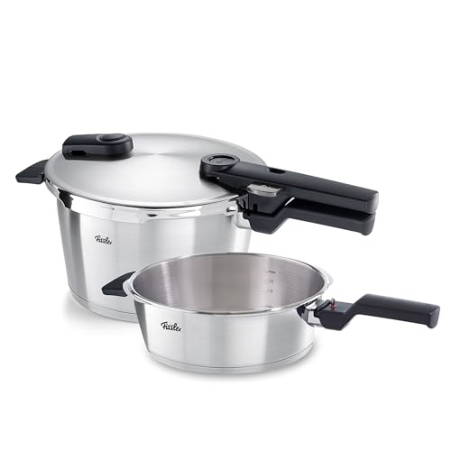 Fissler Vitaquick Premium 3 Piece Set, 3.7 Quart and 6.3 Quart Pressure Cooker with Glass Lid
