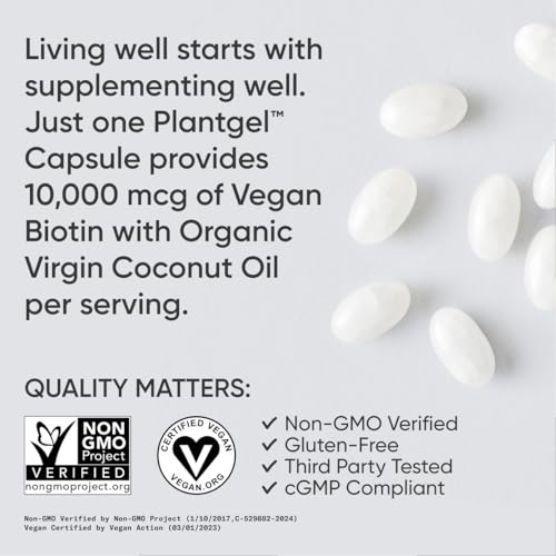 Sports Research Vegan Biotin 10,000mcg with Coconut Oil, 120 Softgels W9216