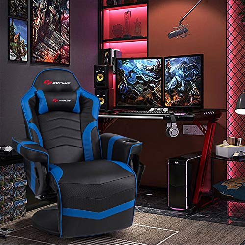 Goplus Massage Gaming Chair, Racing Recliner with Footrest, PU Leather N121