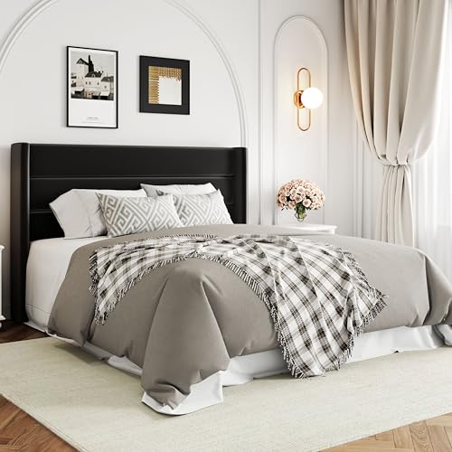 Allewie Full Size Lift Up Storage Bed with Wingback Headboard, Light Beige C85153