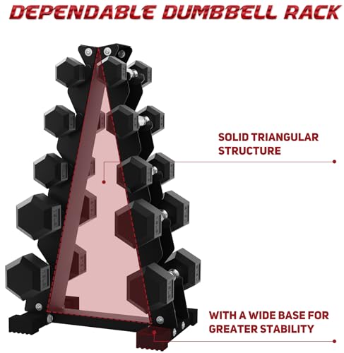 BalanceFrom Rubber Coated Hex Dumbbell Set with Storage Rack R8486