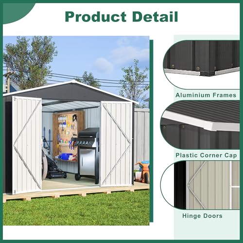 Outdoor Storage Shed 6x4 Ft, Heavy-Duty Resin Tool Shed with Lockable Doors Z7258