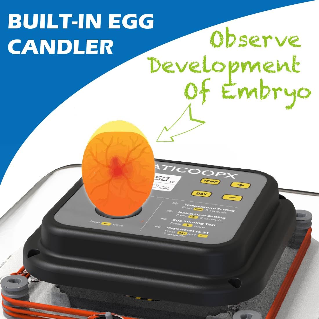 MATICOOPX 30 Egg Incubator with Humidity Display and Automatic Egg Turner U324671