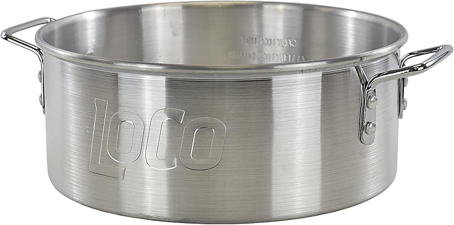 Loco Cookers 30 Quart Aluminum Pot with Basket, Lid and Lift Hook M1457