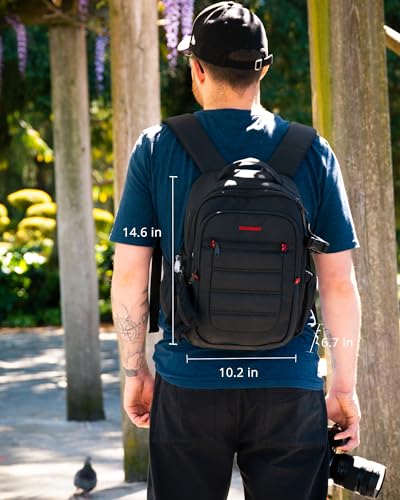 BAGSMART Camera Backpack, Expandable DSLR Travel Bag with 15.6" Laptop Compartment, Black L75343