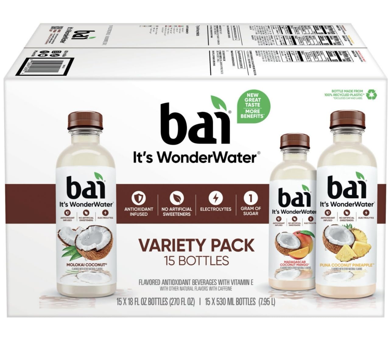 Bai Cocofusions Antioxidant Infusion Coconut Drink Variety Pack, 15 Pack (18 oz.) H325