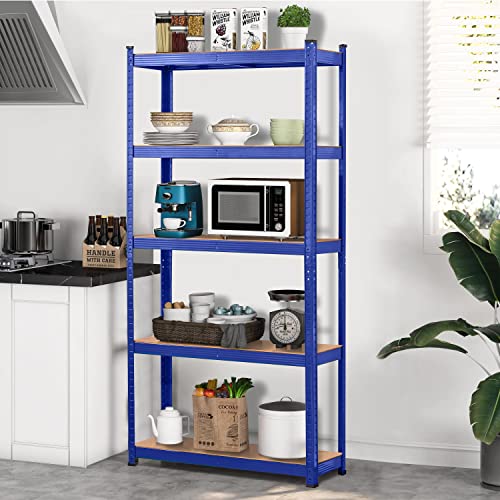 Yaheetech 5-Tier Heavy Duty Garage Shelving Unit, Adjustable Metal Storage Rack, Blue J339478
